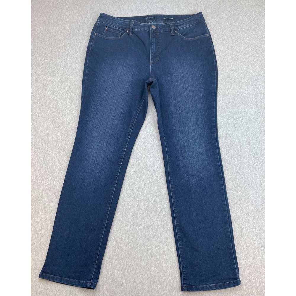 Charter Club Jeans Womens 14 Blue Cotton Blend Stretch High-Rise Straight